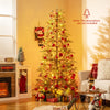 Lucktree 6.5FT / 7.5FT Pre-Lit Hinged Sparse Xmas Fir Tree with Multicolored LED Lights