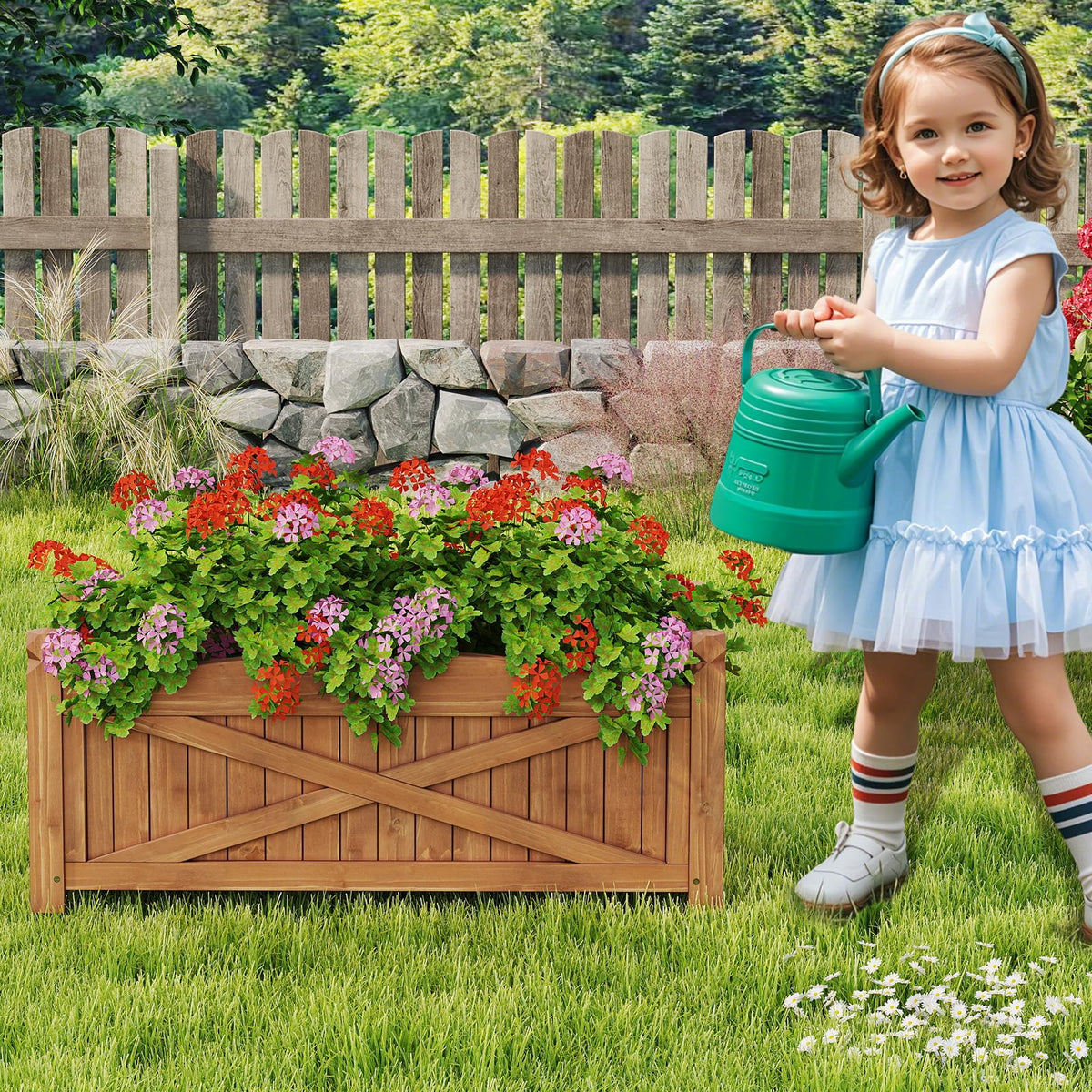 Lucktree Rectangular Garden Bed for Vegetables Flower Herb Fruit