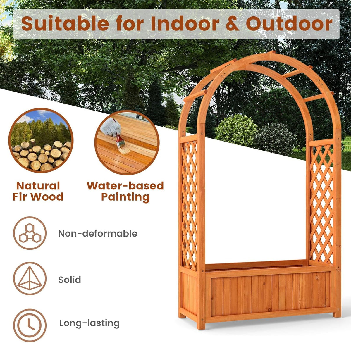 Lucktree Raised Garden Bed with Arch Trellis