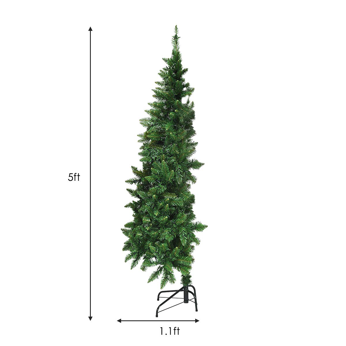5ft/6ft Prelit Half-Shape Christmas Tree, Premium PVC Needles Artificial Tree - LucktreeUS