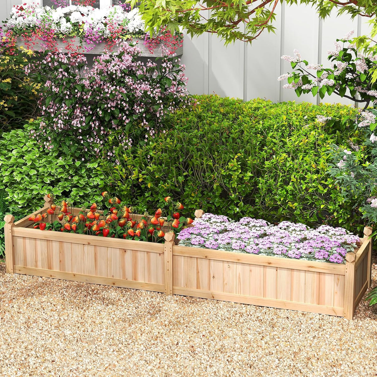 Lucktree Wood Raised Garden Bed with Corner Drainage