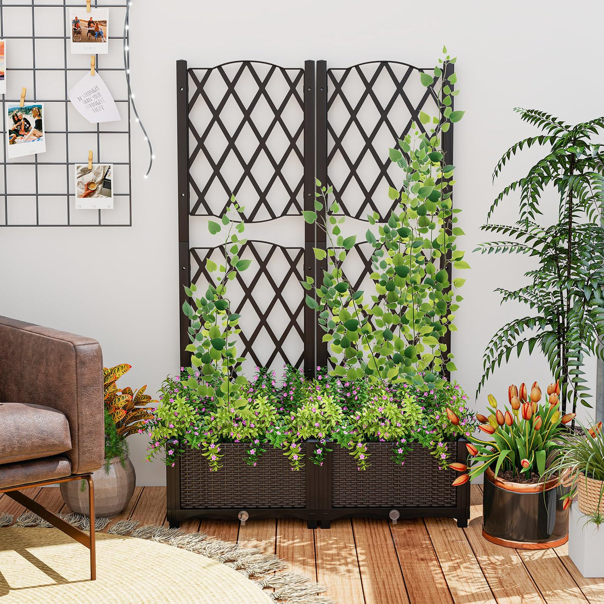 Lucktree 2 Pack Raised Garden Beds with Trellis