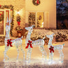 Lucktree 3-Piece Large Lighted Christmas Reindeer Family, Light up Xmas Decorations w/LED Lights & Bows