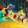 Lucktree Christmas Lighted Reindeer, Set of 3 Reindeer Decorations with LED Lights and Red Bows