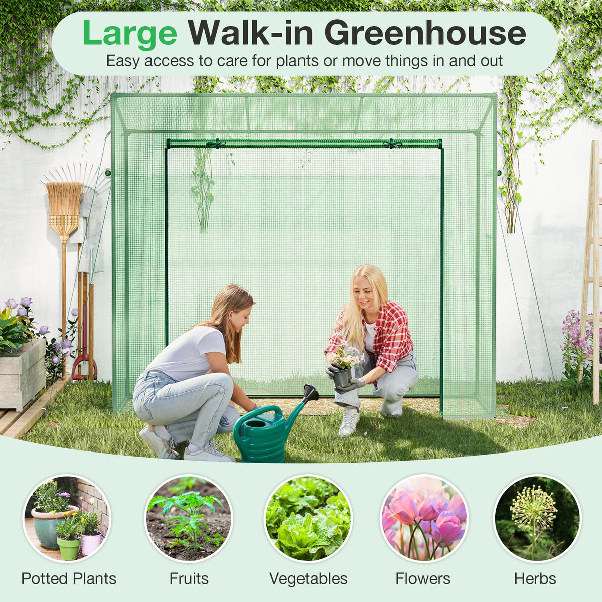 Lucktree Outdoor Portable Mini Greenhouse w/ PE Cover & 4 Ground Stakes & Ropes