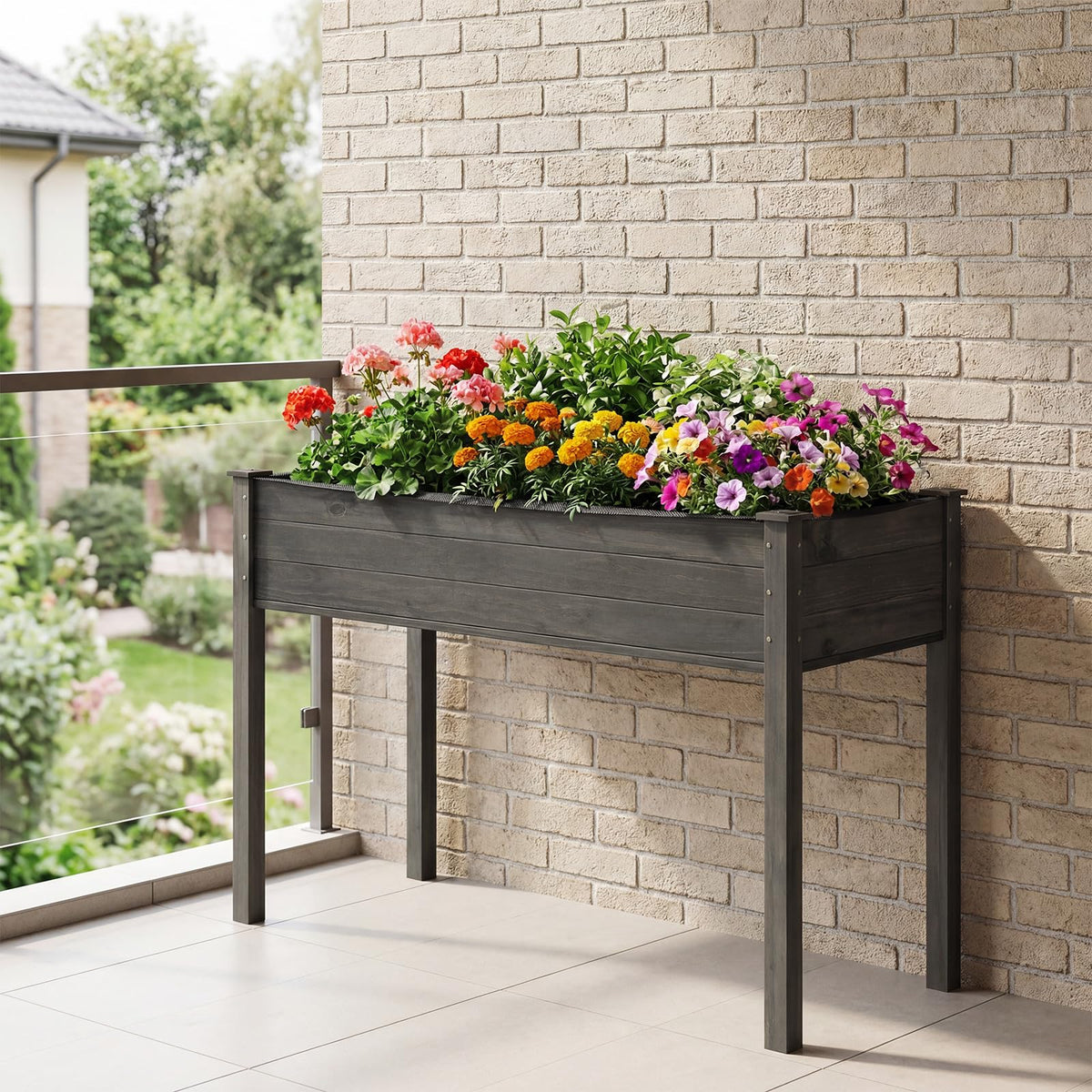 Lucktree Solid Pine Wood Planter Box w/Legs