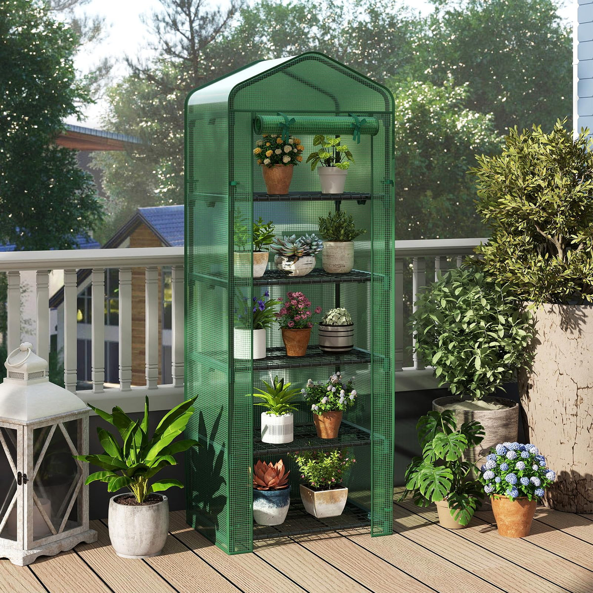 Lucktree Mini Greenhouse Portable Plant Grow House with 5 Tier Shelves