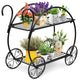 Garden Cart Metal Plant Stand with 4 Decorative Wheels