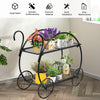 Garden Cart Metal Plant Stand with 4 Decorative Wheels