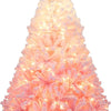 Lucktree Pre-Lit Snow Flocked Christmas Tree | Artificial Hinged Xmas Full Tree
