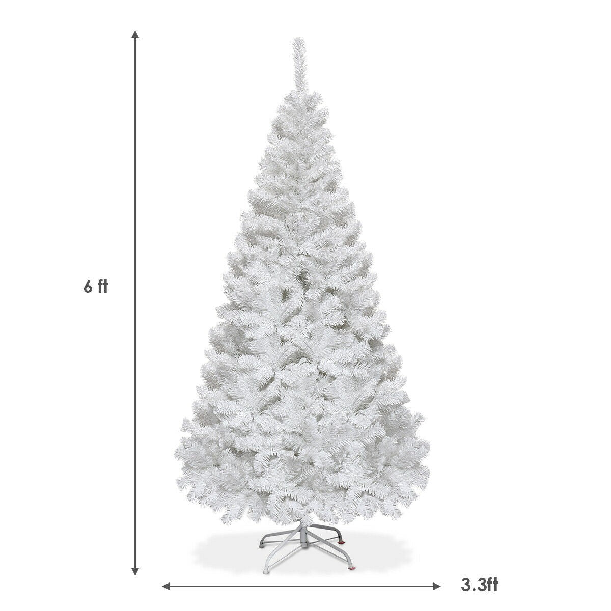White Christmas Tree with Solid Metal Legs Perfect for Holiday Indoor and Outdoor Decoration
