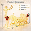 4FT Christmas Lighted Reindeer & Santa’s Sleigh, Pre-lit Xmas Yard Decoration with 215 Warm White LED Lights, Ground Stakes & Zip Ties, Indoor Outdoor Holiday Decoration for Home, Yard, Garden