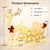 4FT Christmas Lighted Reindeer & Santa’s Sleigh, Pre-lit Xmas Yard Decoration with 215 Warm White LED Lights, Ground Stakes & Zip Ties, Indoor Outdoor Holiday Decoration for Home, Yard, Garden