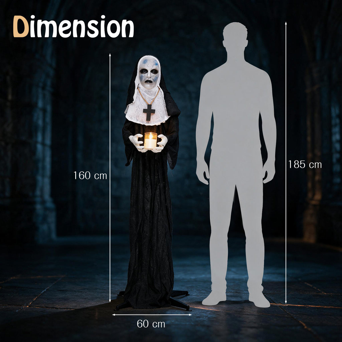 Lucktree 5.3 FT Animated Nun Halloween Decoration