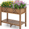 Lucktree HIPS Raised Garden Bed, Elevated Planter Box w/Legs, Storage Shelf, Drain Holes